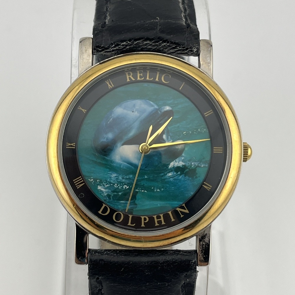 Vintage Relic Dolphin Watch Wildlife Series 33mm‎ Case ZR95002- New Battery